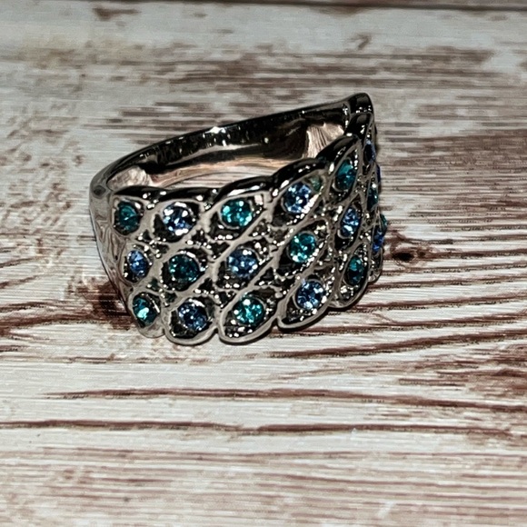 Teal & Blue Silver Toned Ring - Picture 3 of 4